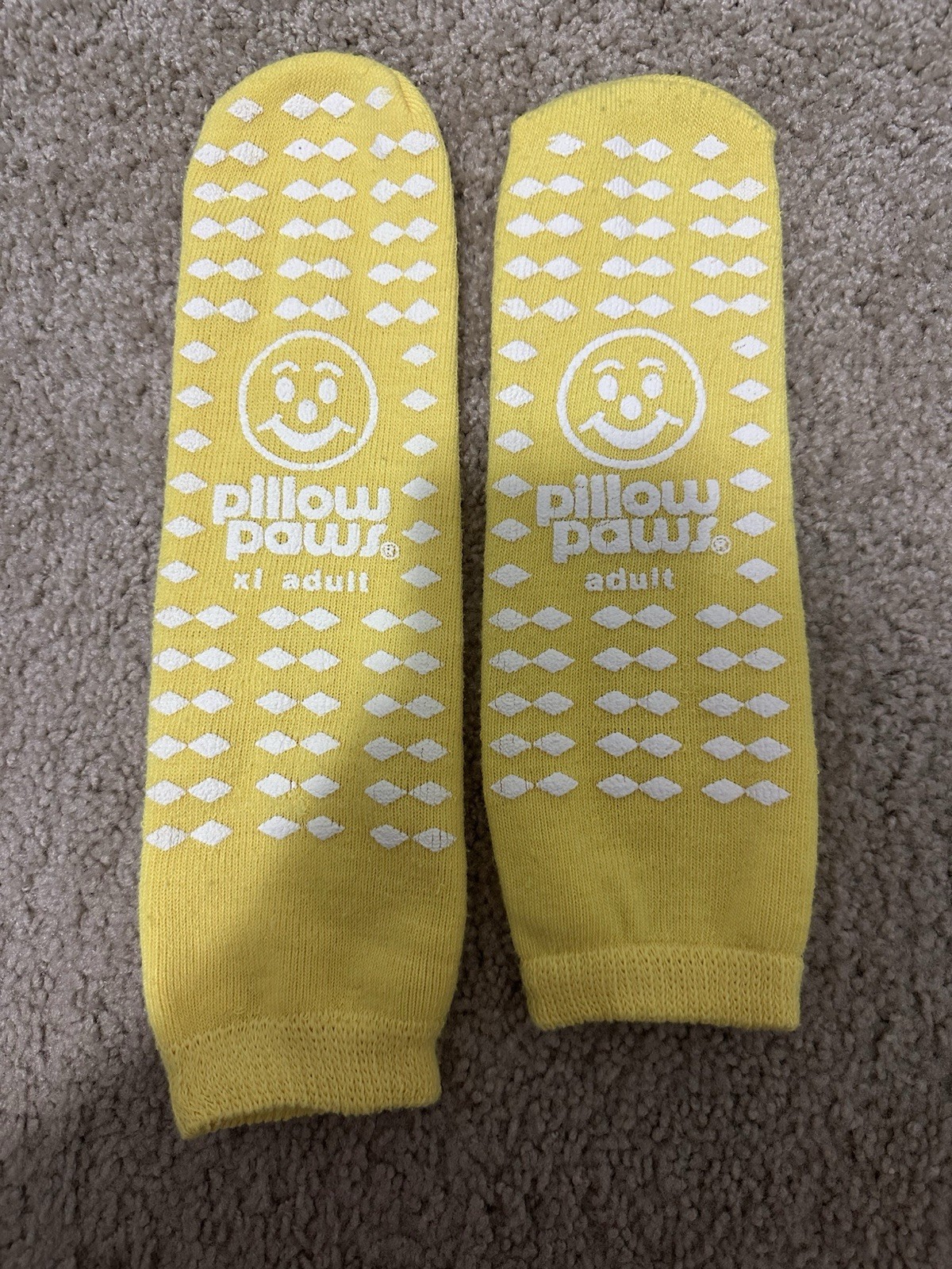 Pillow Paws XL Adult Extra Large Yellow Non-Slip Socks with Grip Sole for Safety