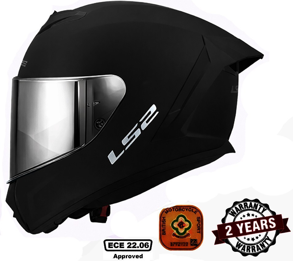 LS2 FF820 RAPID FULL FACE  MOTORBIKE CRASH HELMET MATT BLACK  WITH CHROME VISOR