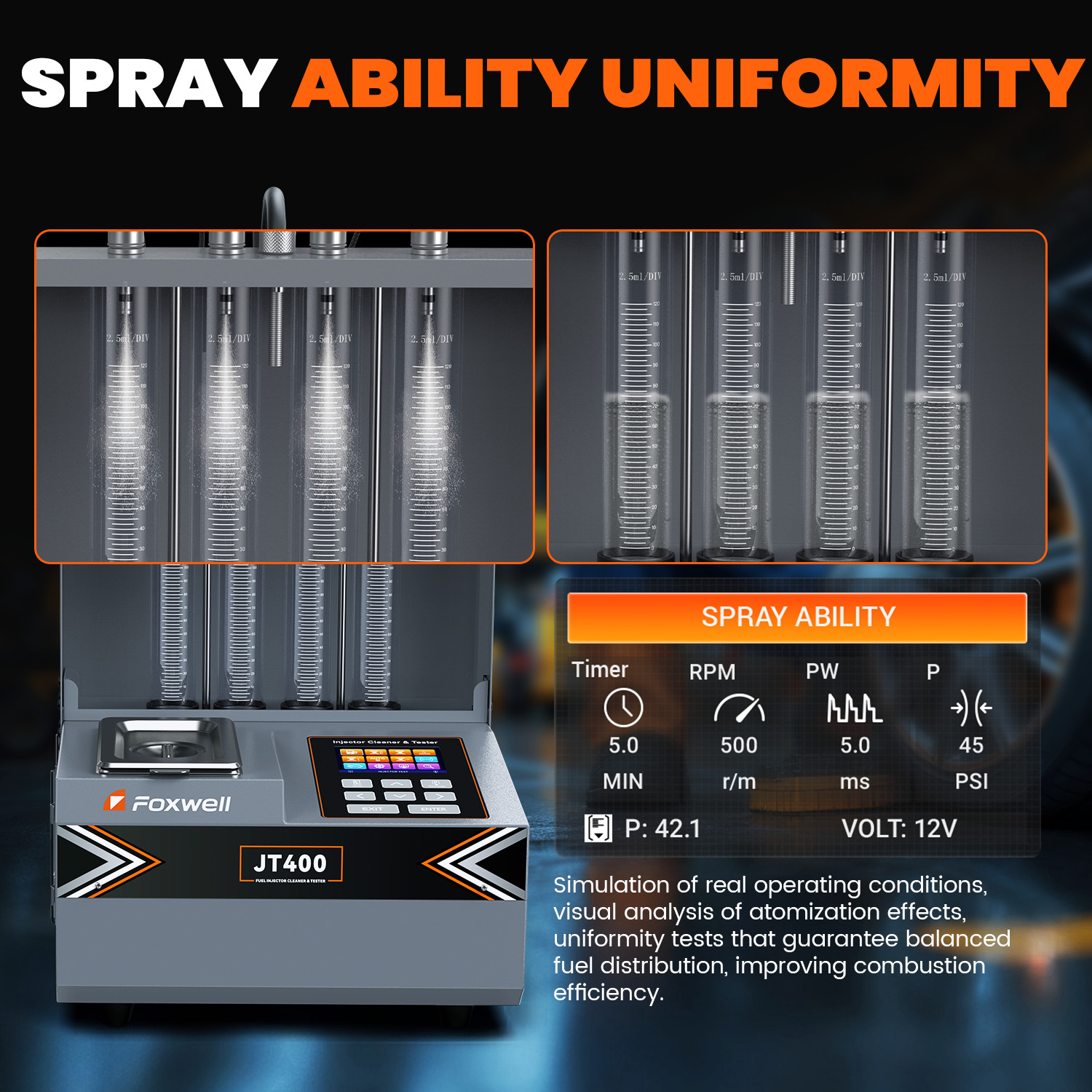FOXWELL JT400 Universal Fuel Injector Cleaner Ultrasonic Cleaning Machine Tool