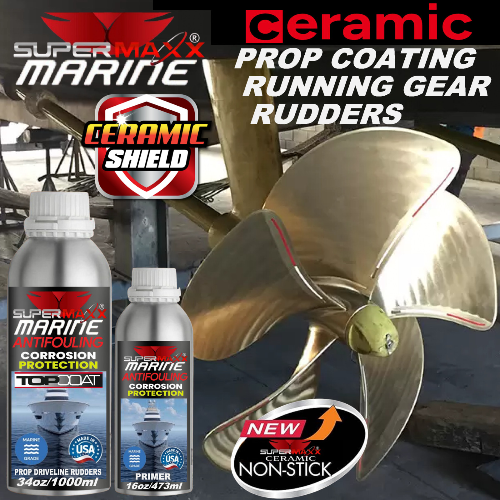 PROP COAT CERAMIC COATING DRIVELINE RUDDERS TOP COAT & PRIMER  -  50 OUNCE 'KIT'