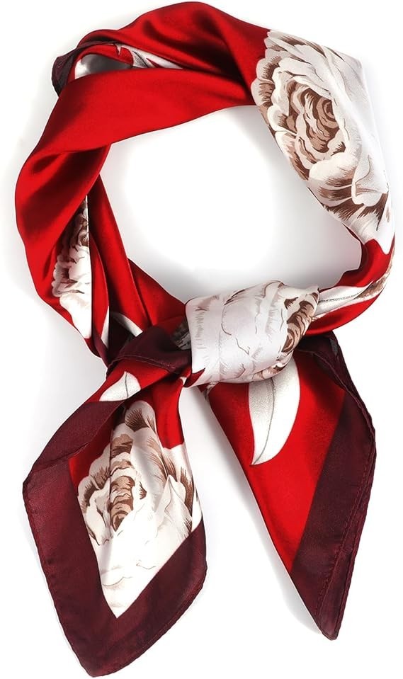 Burgundy Silk Scarf for Women 27x27in Hair, Neck, Bandana, Fashion Accessory