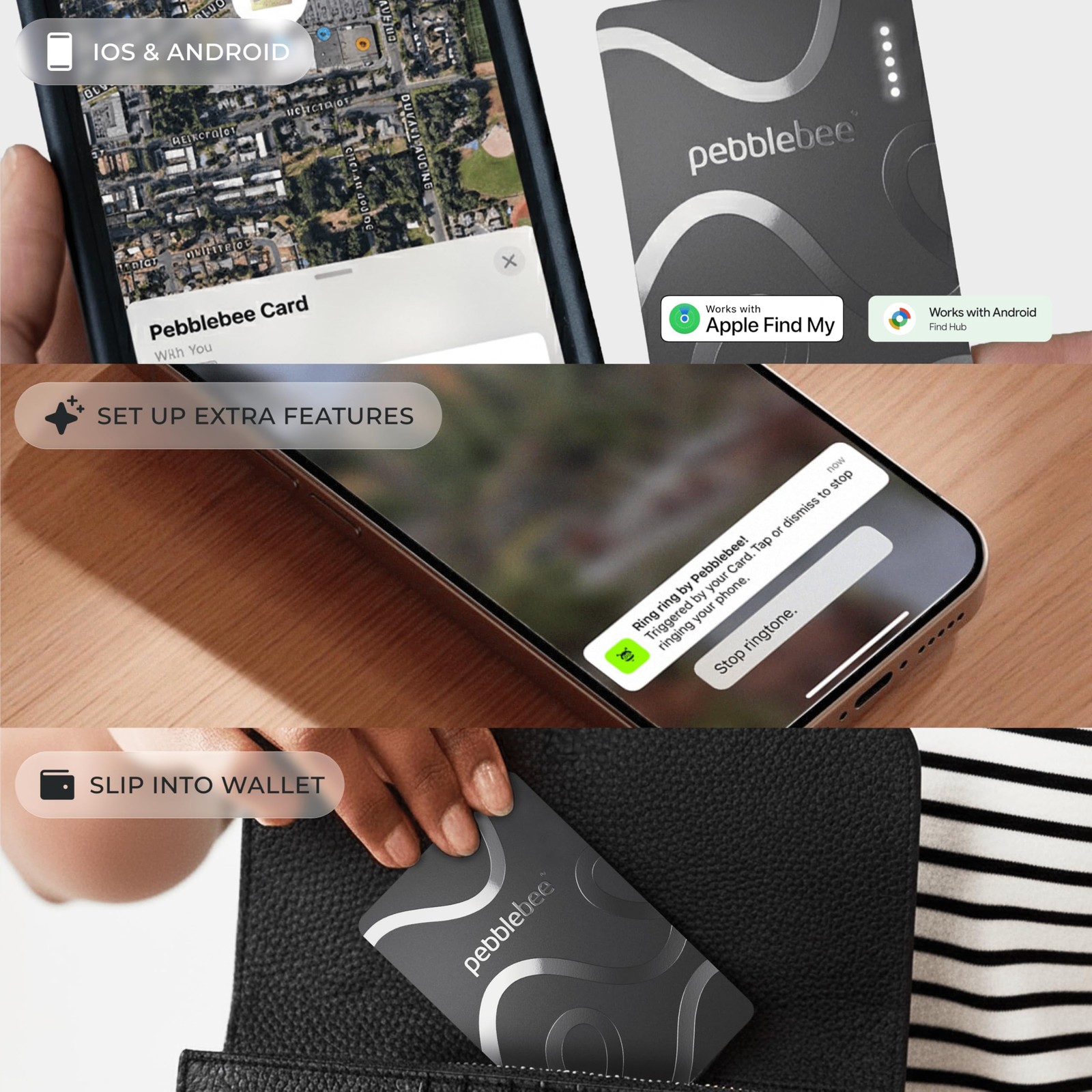 Pebblebee Card 5 | Rechargeable Bluetooth Wallet Tracker | Thin...
