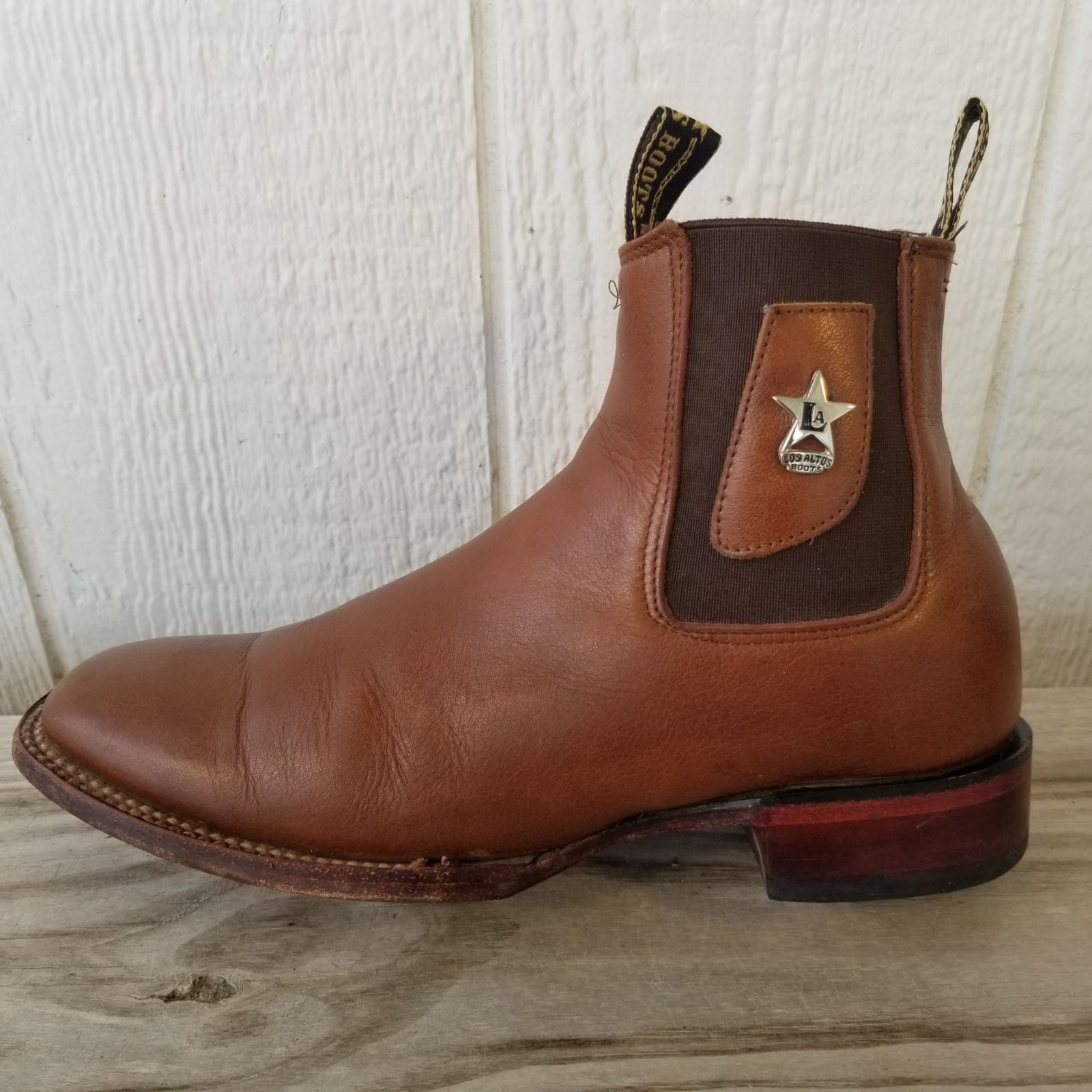 Los Altos Botin Charro Mens Belmont Brown Leather Goring Ankle Boots 7.5