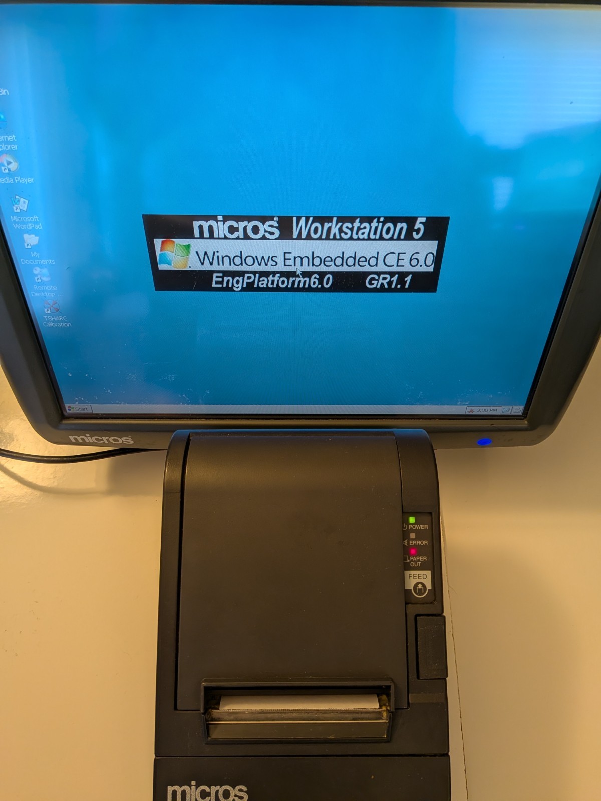 MICROS 5A POS Touchscreen Terminal, MICROS Stand, and Compatible Printer