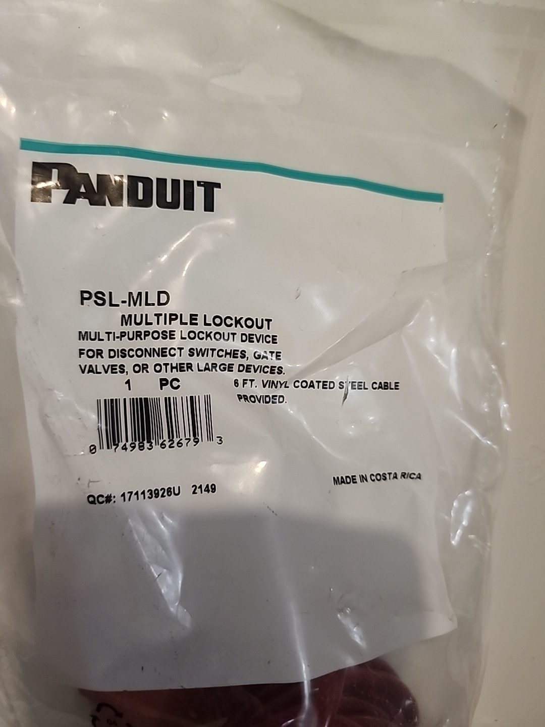 Panduit Multiple Lockout Galvanized Steel Cable Red 6' PSL-MLD