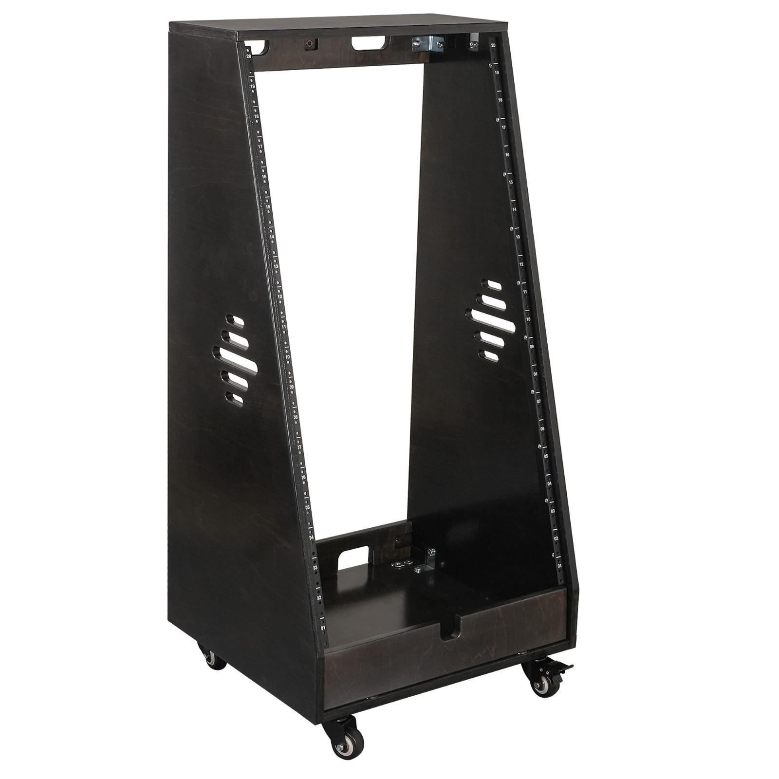 Sound Town DIY Slanted 20U Studio Rack 15mm Plywood Black Espresso (SDRK-20TD)