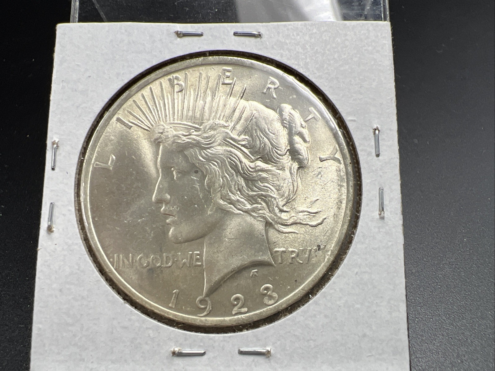 1923 P $1 Peace Silver Dollar Coin Reverse Lamination Error CH BU