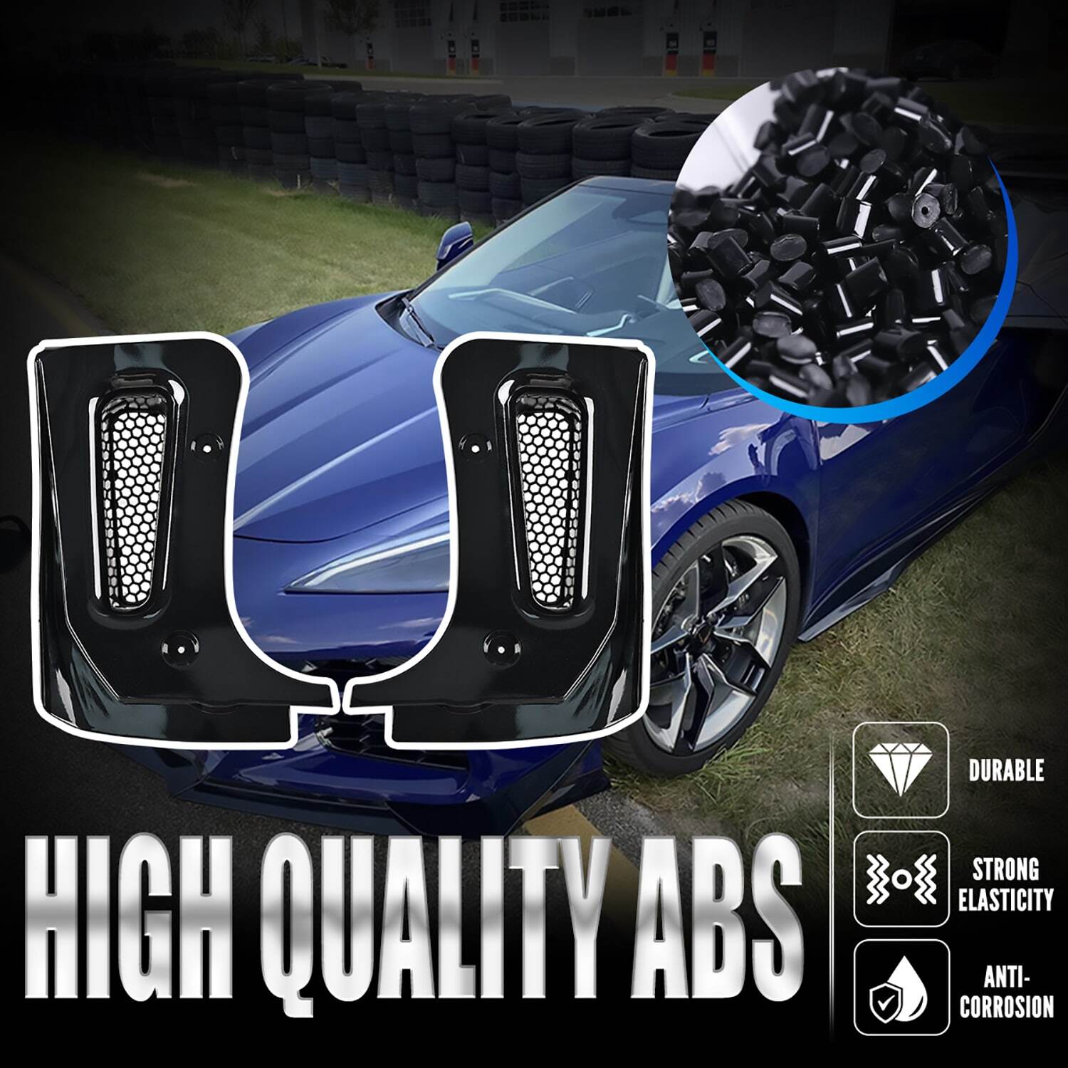 1 Set Gloss Black Rock Guards Extended Splash Mud Guard Flap For Corvette C8 Z06