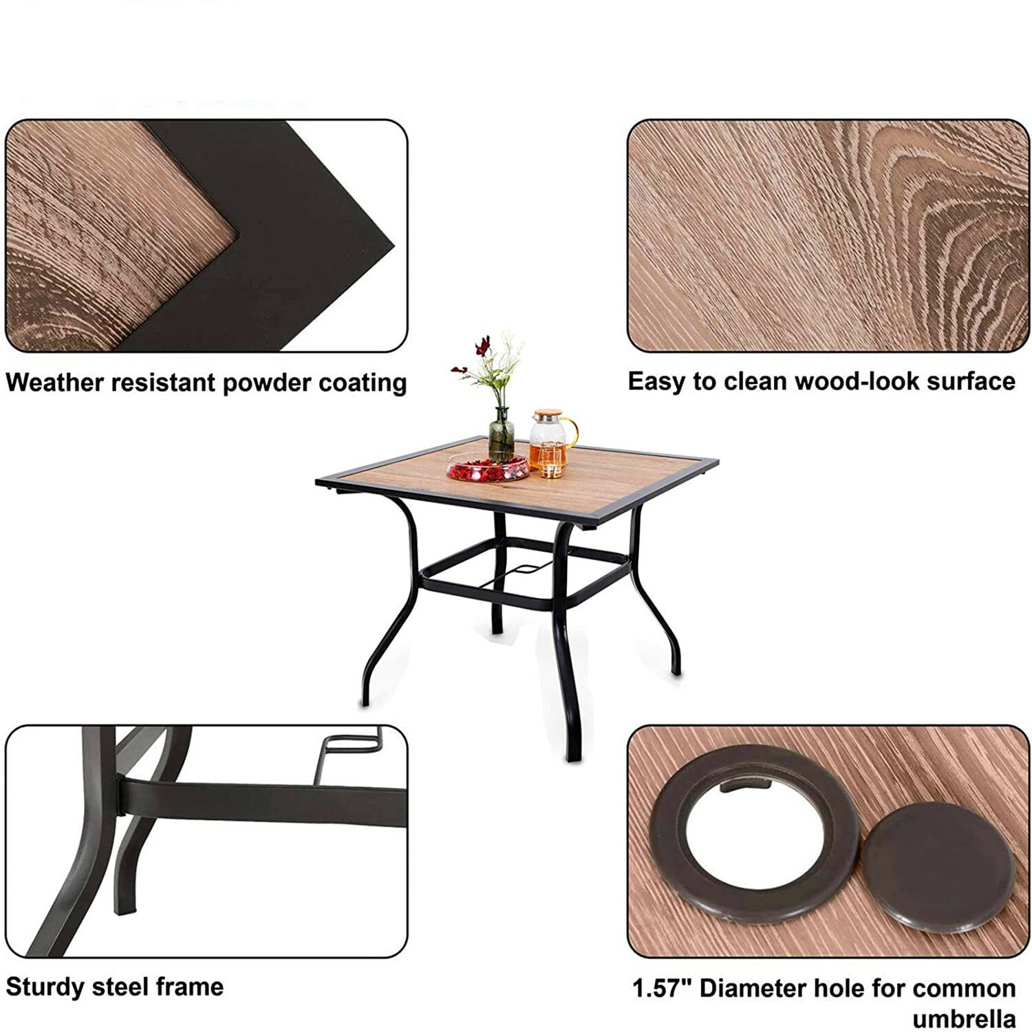 5Pcs Patio Furniture Set Outdoor Furniture Dining Table Rattan Wicker Chairs Set