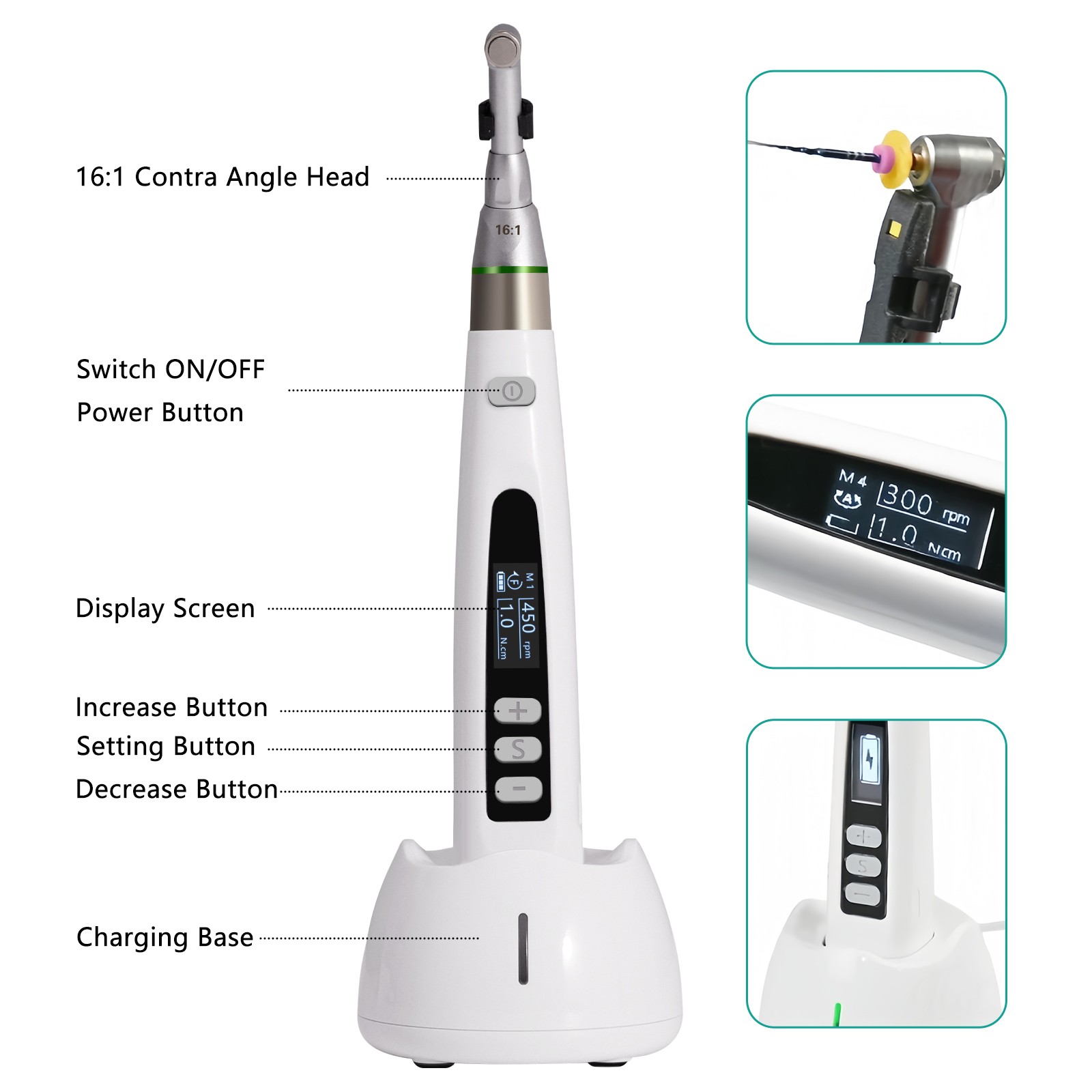 Wireless LED Endo Motor 16:1 Reciprocating Handpiece Root Canal Dentales