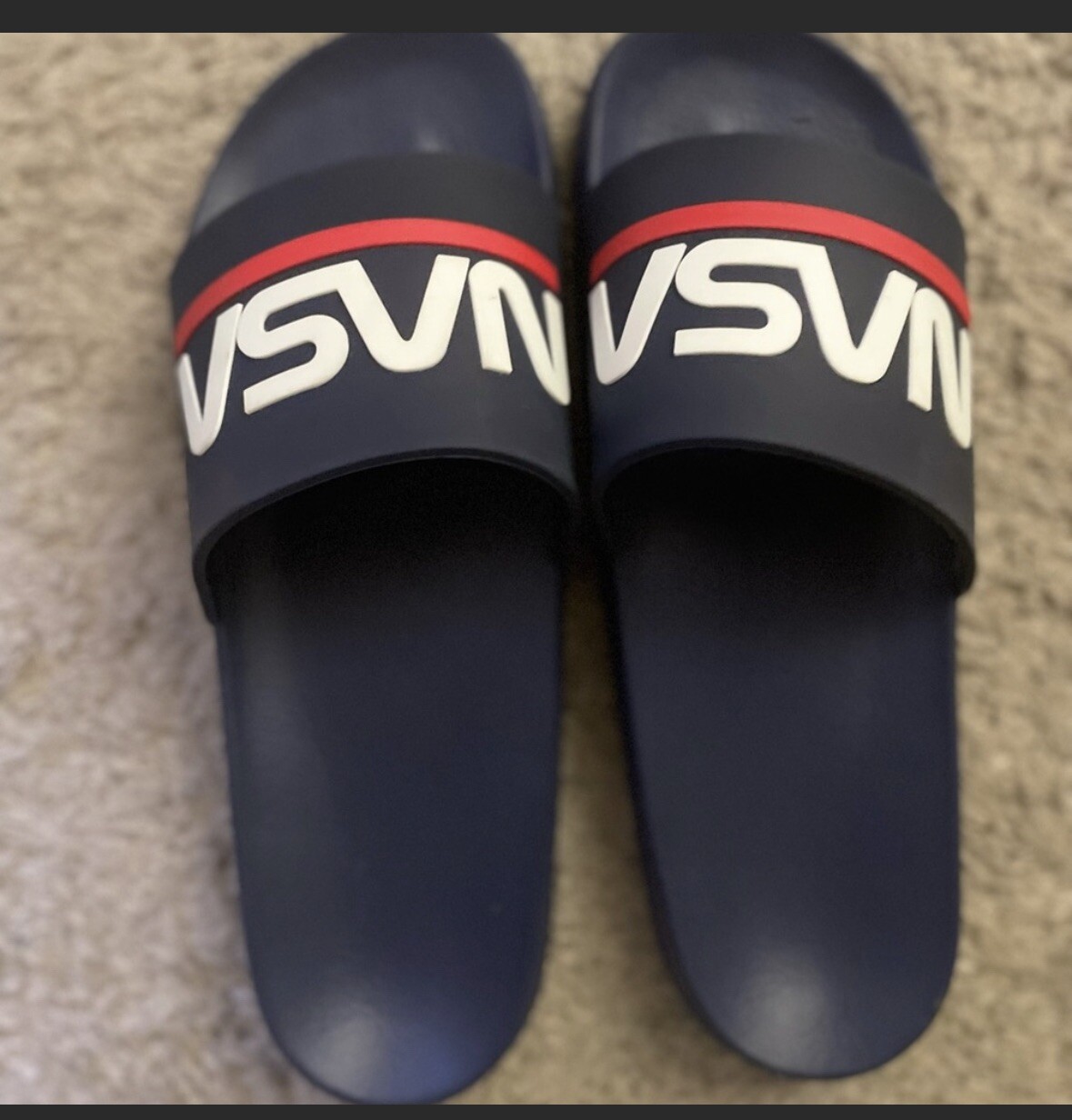 New without box Mens slides NASA brand red white blue size 9 sandals