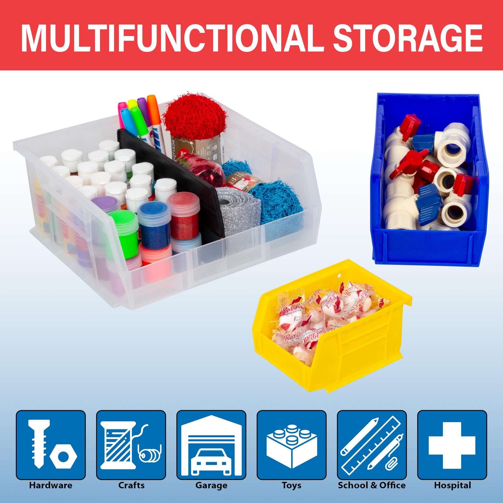AkroMils 30230 AkroBins Plastic Storage Bins, SpaceSaving Stackable Bins for ...