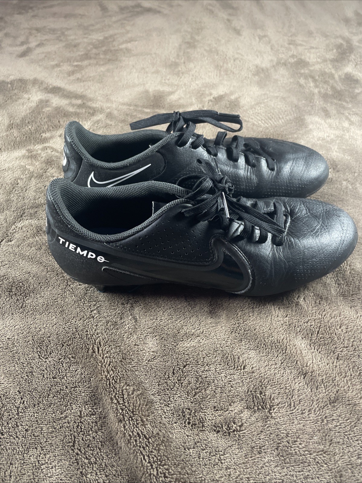 Nike Tiempo Soccer Cleats Black Blue Men's US 6.5 Football Boots 317609-071