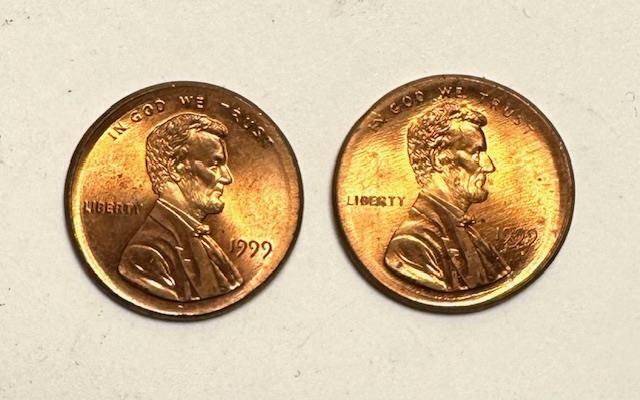 1999 Lincoln Cent Mint ERRORS!  Broad Struck Neat!  Gem Uncirculated!