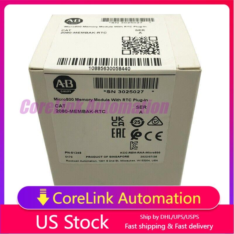 NEW Original Allen Bradley 2080-MEMBAK-RTC Memory Module With RTC Plug-In
