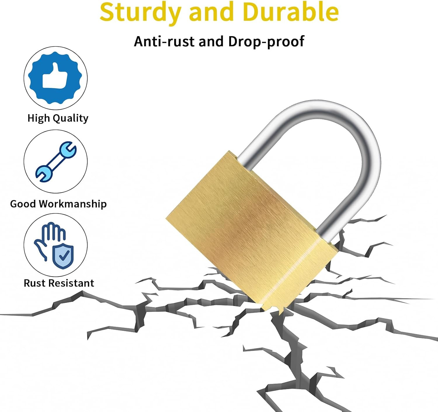 4Pcs Solid Brass Padlock with Key, Small Pad Lock with Key, Padlocks with 12 Sam