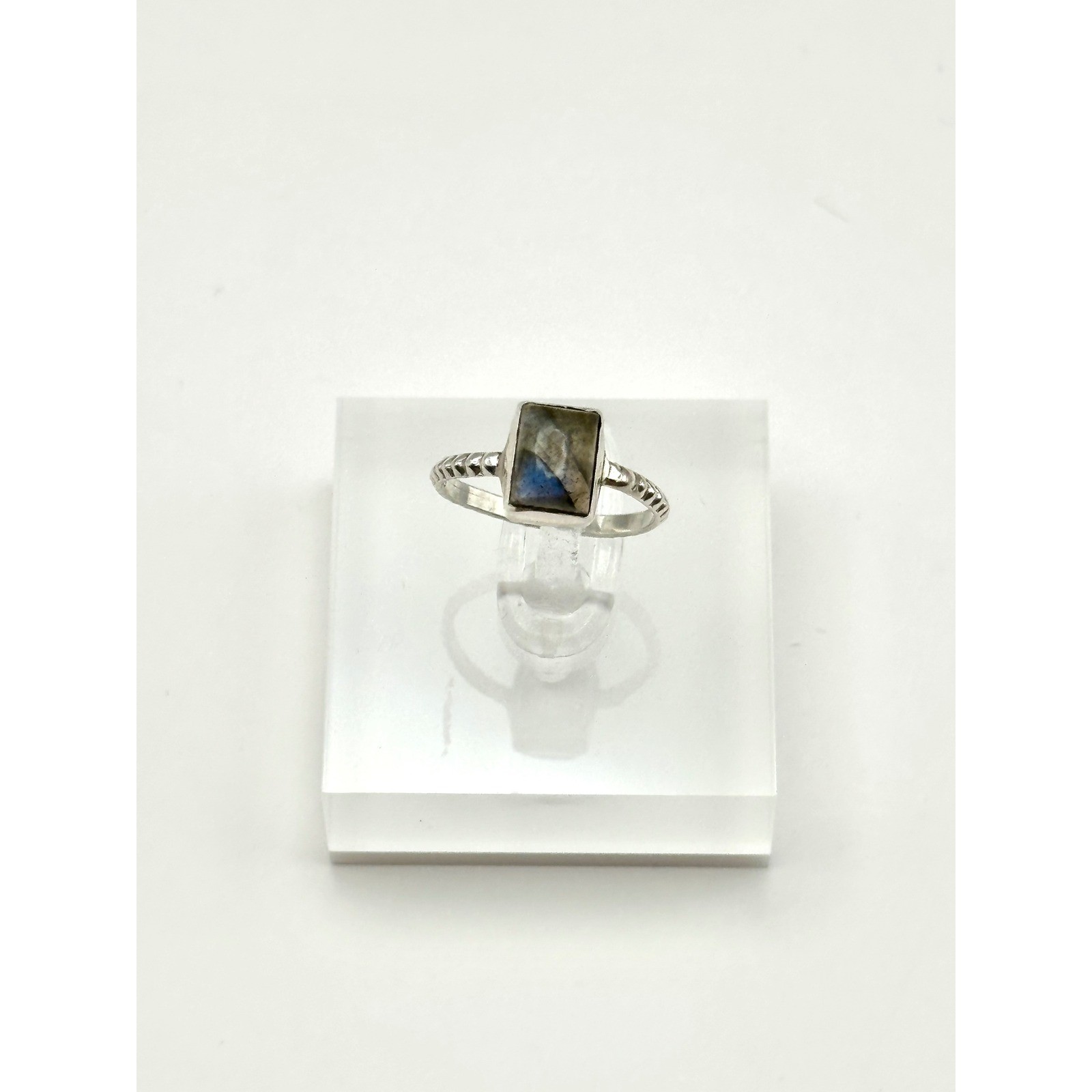 Labradorite Sterling Silver Dainty Ring Size 5.25