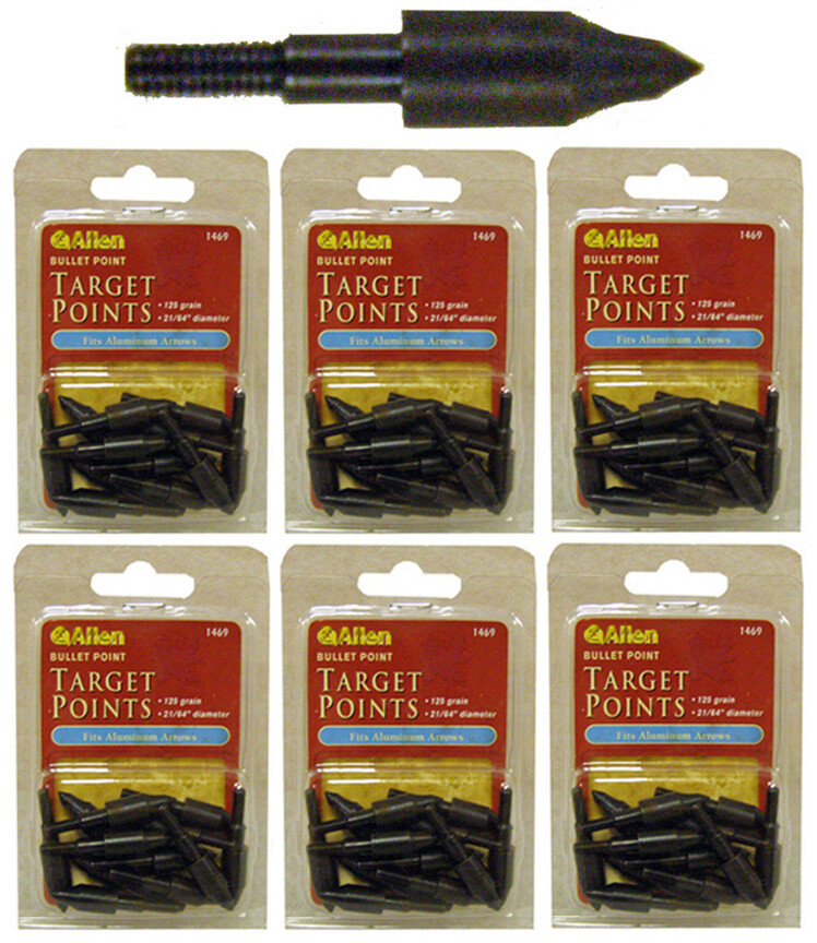 NEW 72 ALLEN BULLET TARGET ARROW POINTS,125 GRAIN,21/64" DIAMETER,FOR ALUMINUM