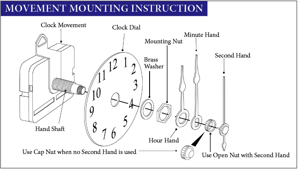 USA Takane Pendulum Clock Movement Kit with Hands, Rod & Bob, Multiple Sizes