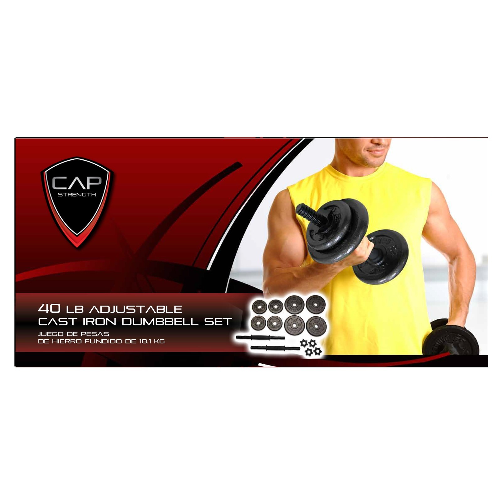 CAP Barbell 40 Lb. Adjustable Cast Iron Dumbbell Set