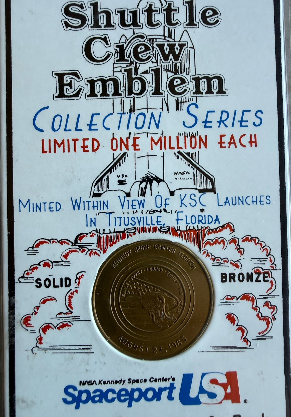 Space Shuttle Crew Emblem Bronze Coin Discovery NASA 1999 Spaceport USA