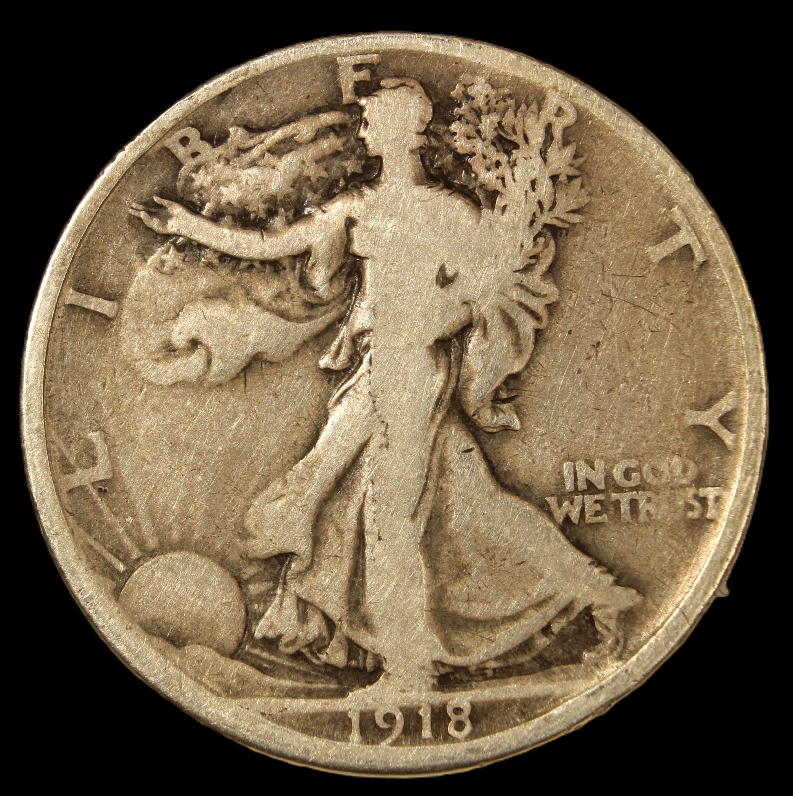 1918 s Walking liberty Half Dollar- Choice Fine