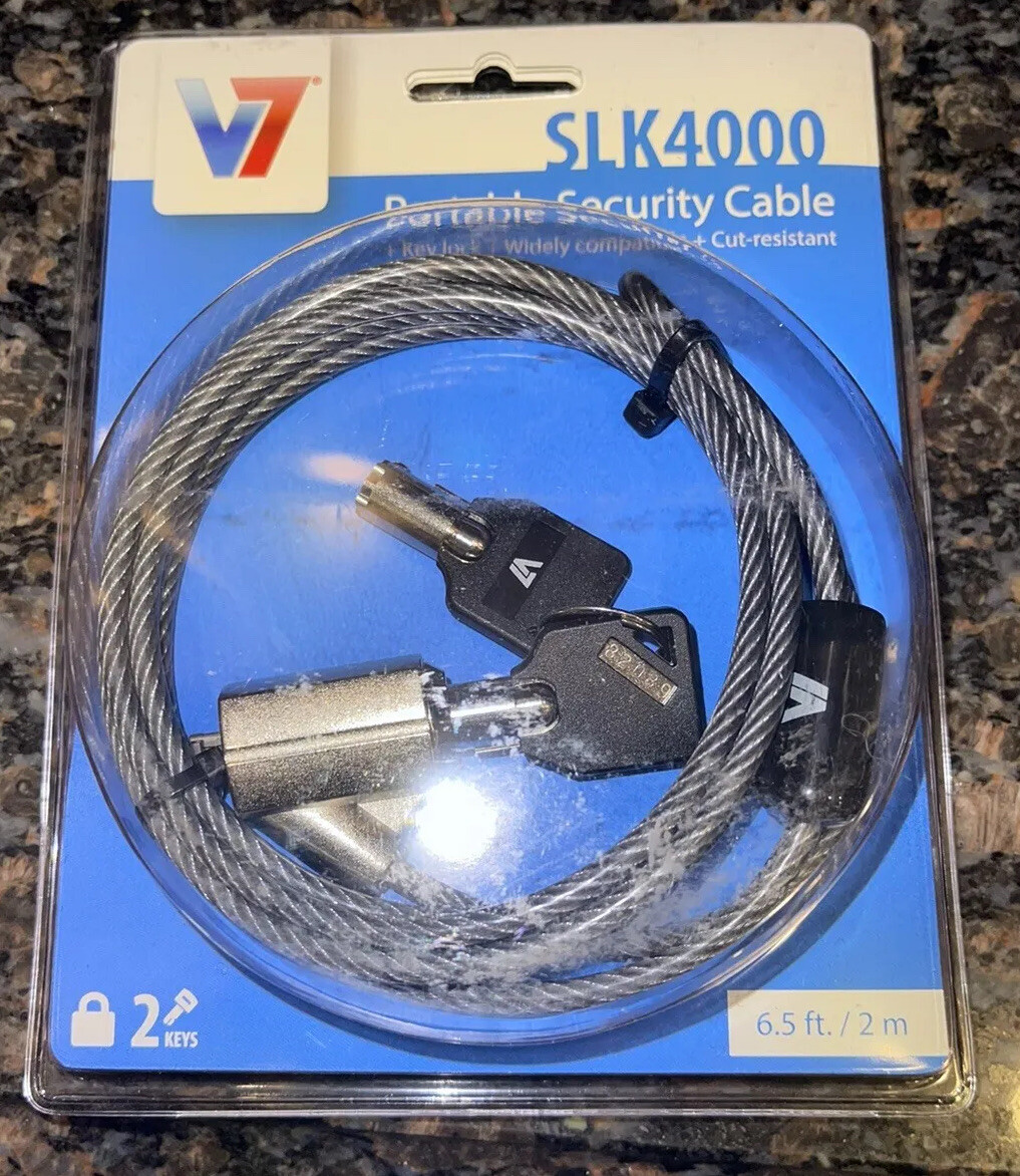 V7 Portable Security Cable with Key Lock 6.5ft (SLK4000)