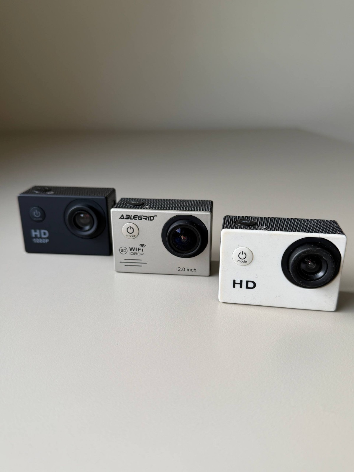 Lot of 3 Action Cameras Ablegrid 1080P Ultra HD Sports Action Vlog Yoga Wifi