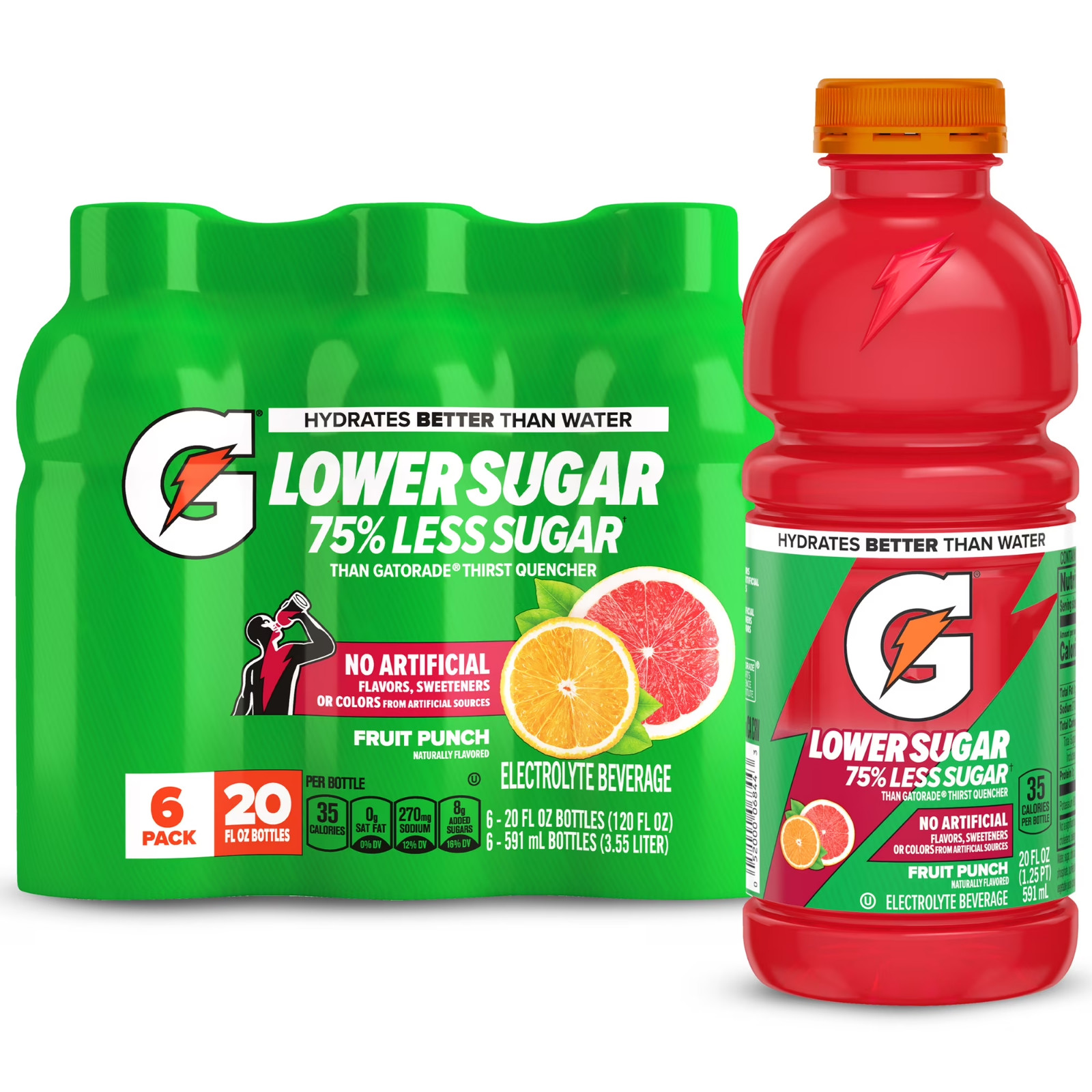 Gatorade Lower Sugar Fruit Punch, 20 fl. oz., 6 Pack | Free Shipping