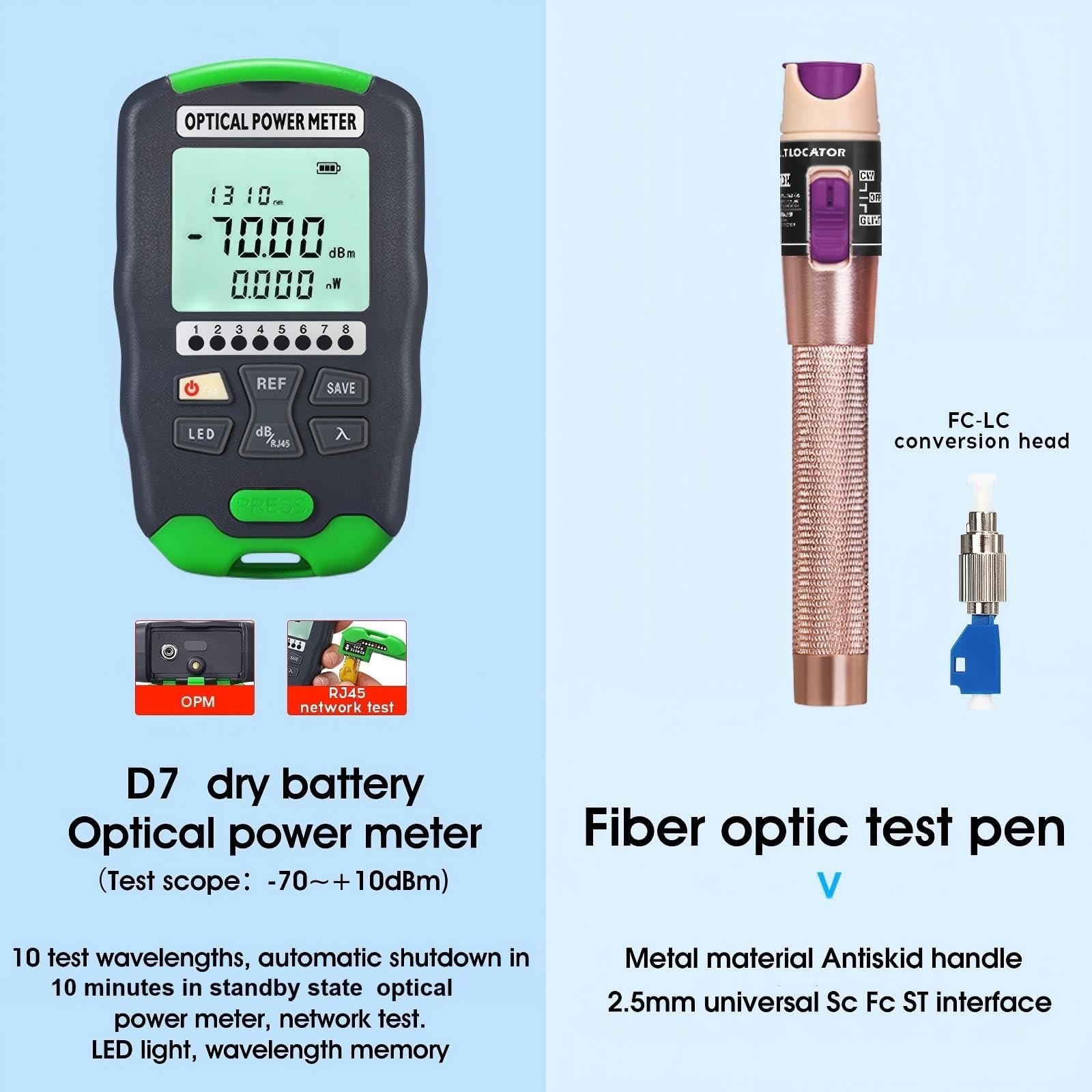 10-in-1 Fiber Optic Termination Tool Kit with Power Meter, Cleaver & Strippers