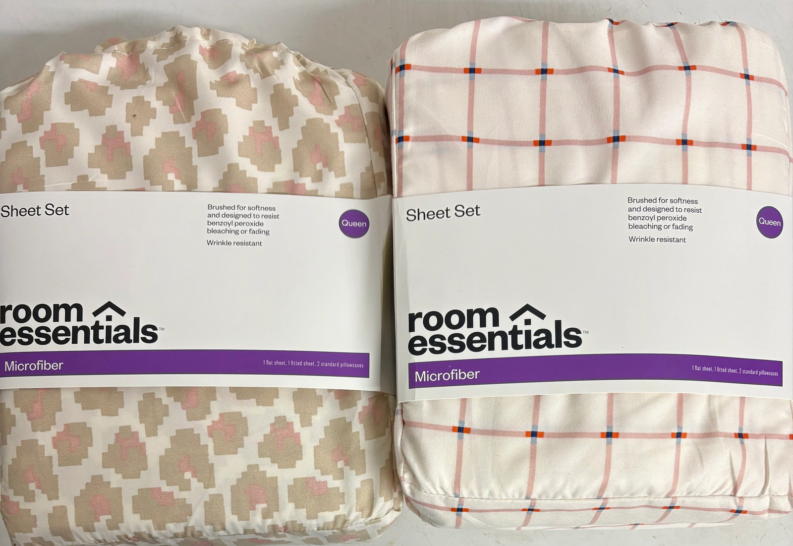 Room Essentials Queen Microfiber Sheet Sets Bundle, New