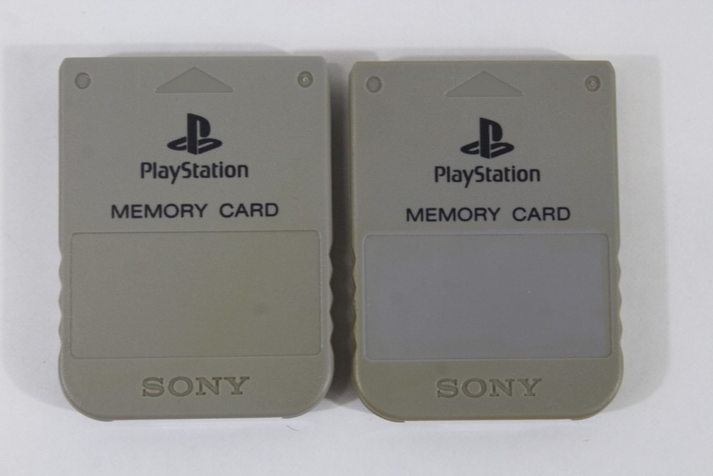 Lot 2 Official SONY PlayStation 1 OEM (B) Memory Card PS1 Grey SCPH-1020 #1