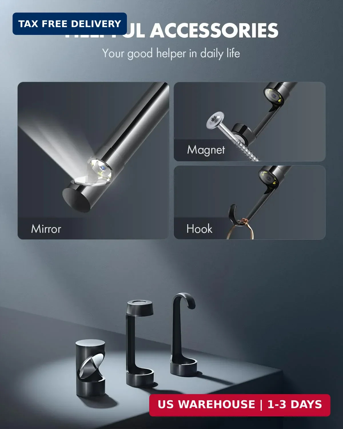 Endoscope Camera with Light, 1920P HD Borescope with 8 Adjustable LED Lig