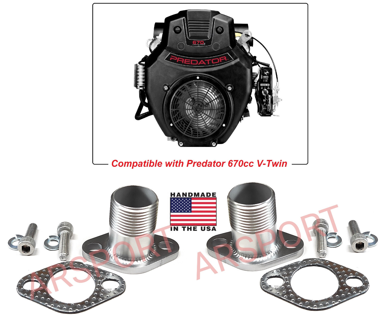 Predator 670cc V-TWIN   1" NPT Thread exhaust adaptor for Generator etc...