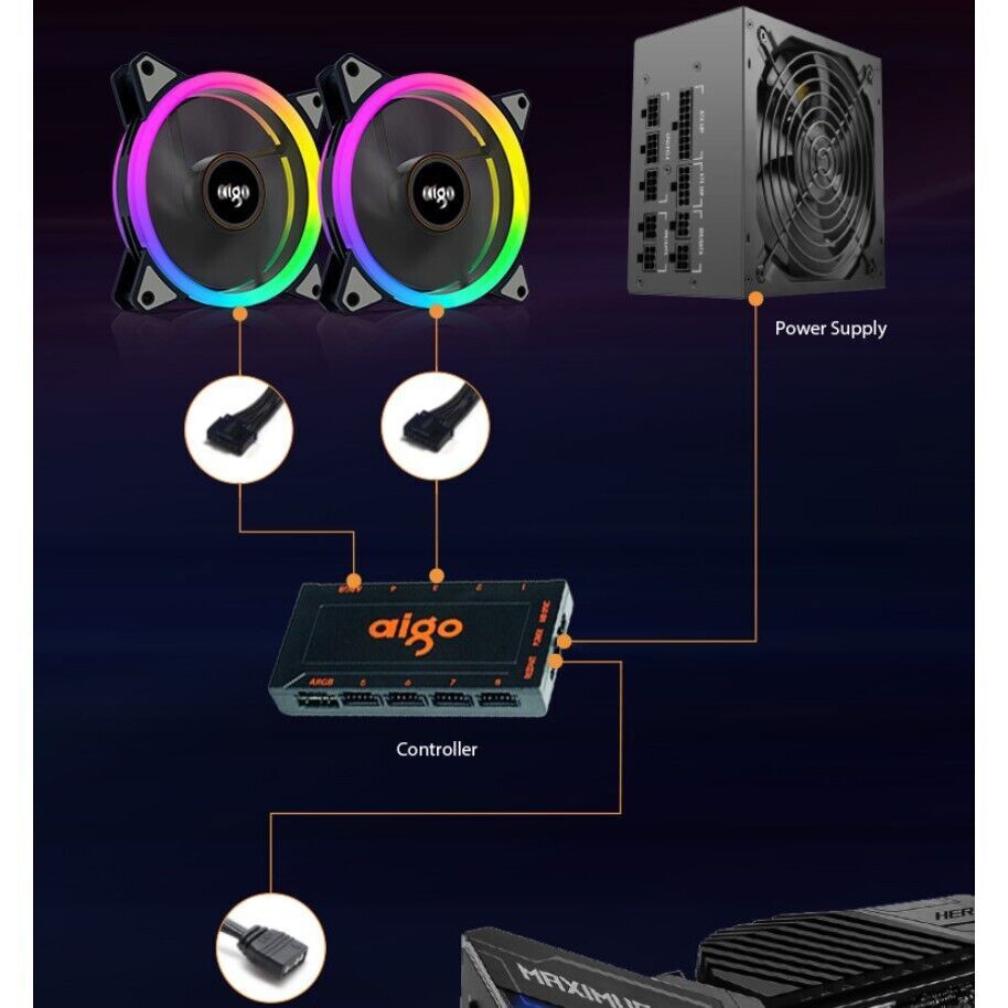 1PCS SMART HUB 5V 3PIN ARGB AURA SYNC REMOTE PC COOLER CONTROLLER AIGO R12 PRO