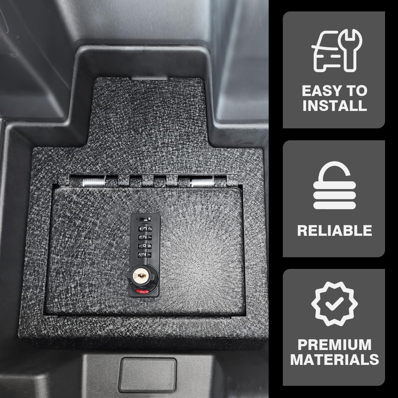 BestEvMod Center Console Safe Vault LockBox Compatible with Chevy Silverado E...