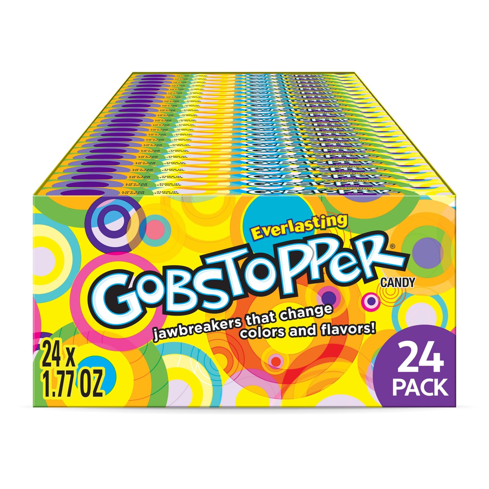 Wonka Everlasting Gobstopper, Candy, Jawbreaker Candy, 1.77 oz 24 ct