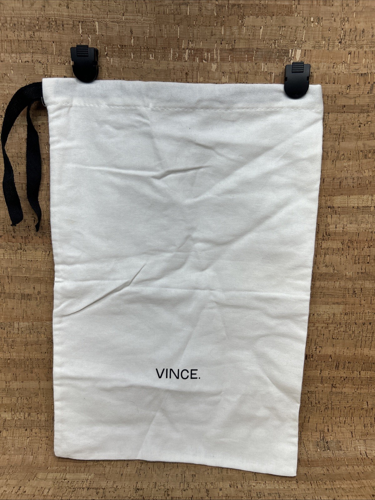 VINCE. Dust Bag Cover White Canvas Logo Drawstring Storage Travel 12" X 17"
