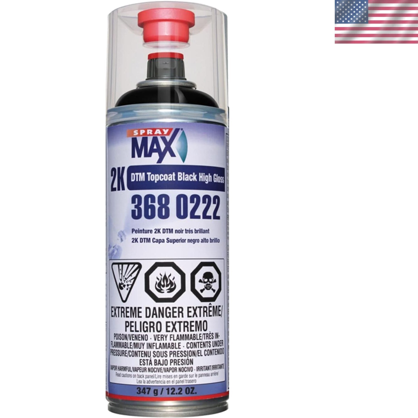 High-Quality DTM Topcoat - 12.2 oz Black Urethane Spray for Interior/Exterior