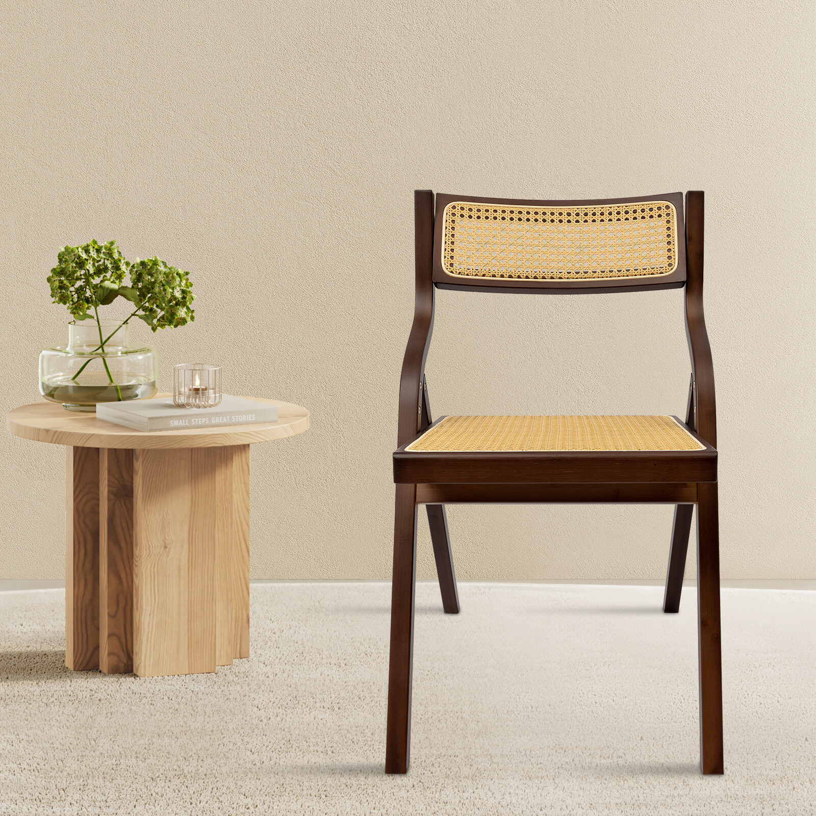 Dining Chair, Rattan Armchair for Living Room Bedroom Reataurant, Folding Chair