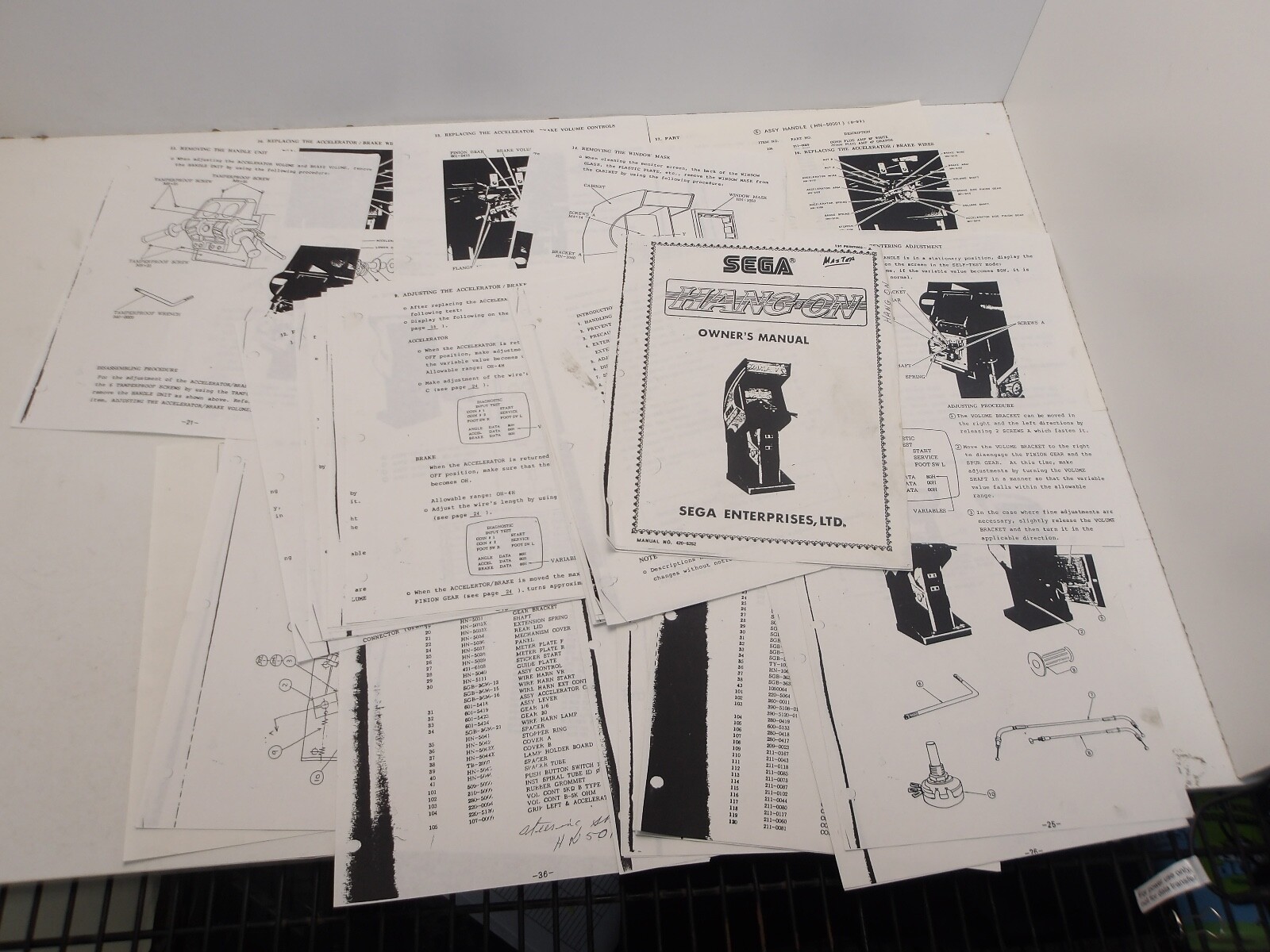 Sega: Hang On - Distributors Complete Paperwork Set