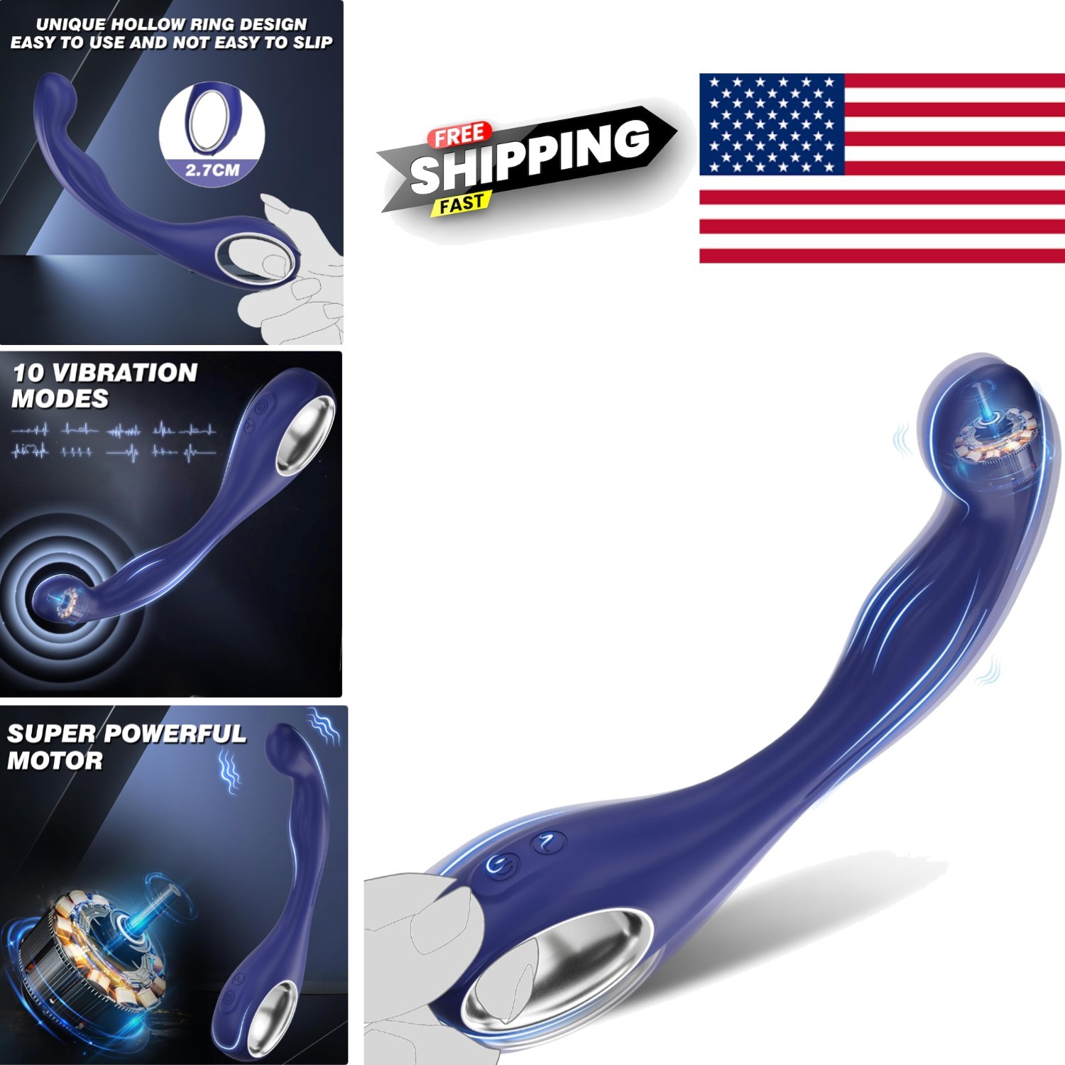 Prostate Massager with 10 Vibration Modes Waterproof and Quiet for Couples