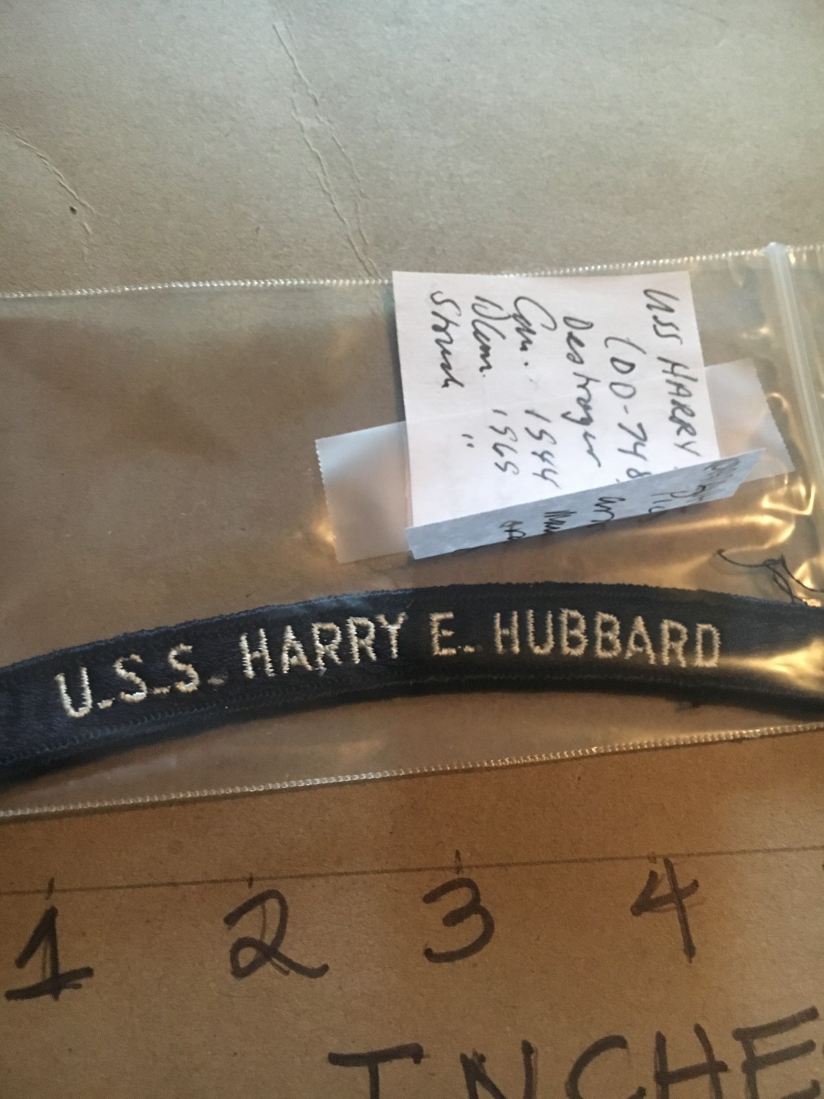 US NAVY SHOULDER STRIP TAB *** rocker *** Patch USS Harry E. Hubbard