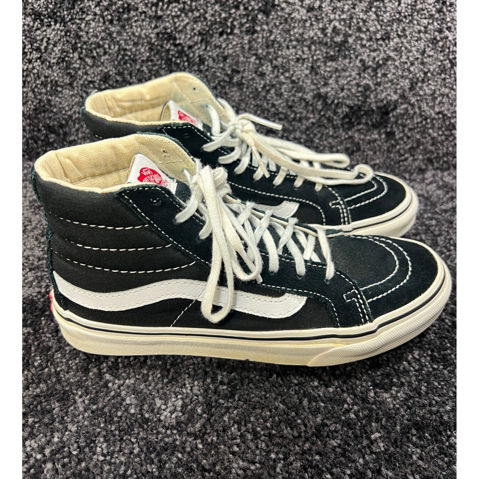 Vans Sk8-Hi High Top Skate Shoes Black White Canvas Suede Classic 5 Men 6.5 W
