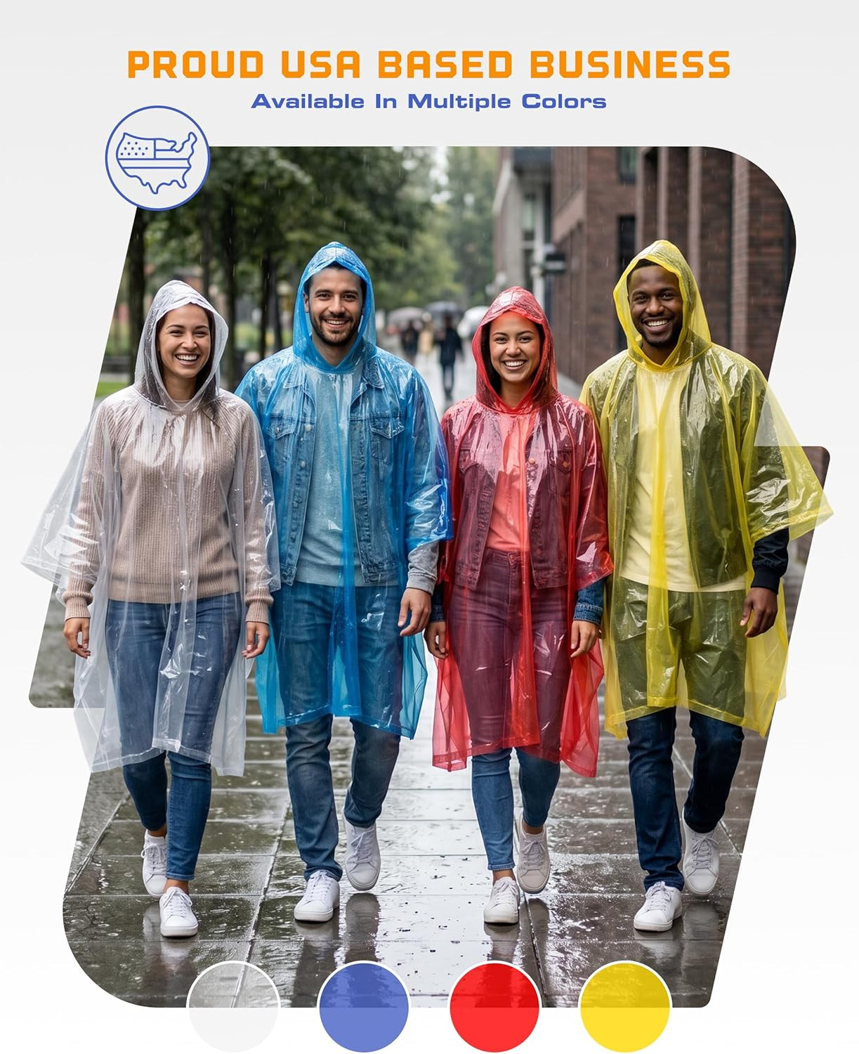 Disposable Rain Ponchos for Adults (5 Pack)