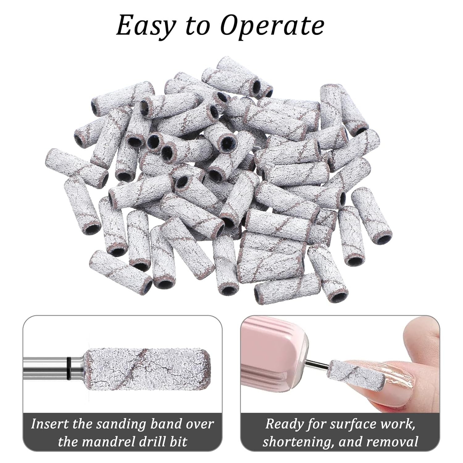 100PCS Mini Nail Drill Sanding Bands 150 Grit 3mm Gel Removal Shaping Polishing