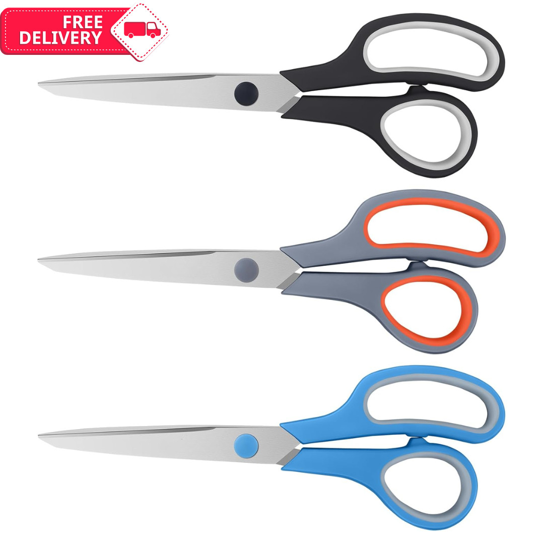 3pcs Scissors 8.5" Stainless Steel Multi-Use Thick Office Craft Sewing Scissors
