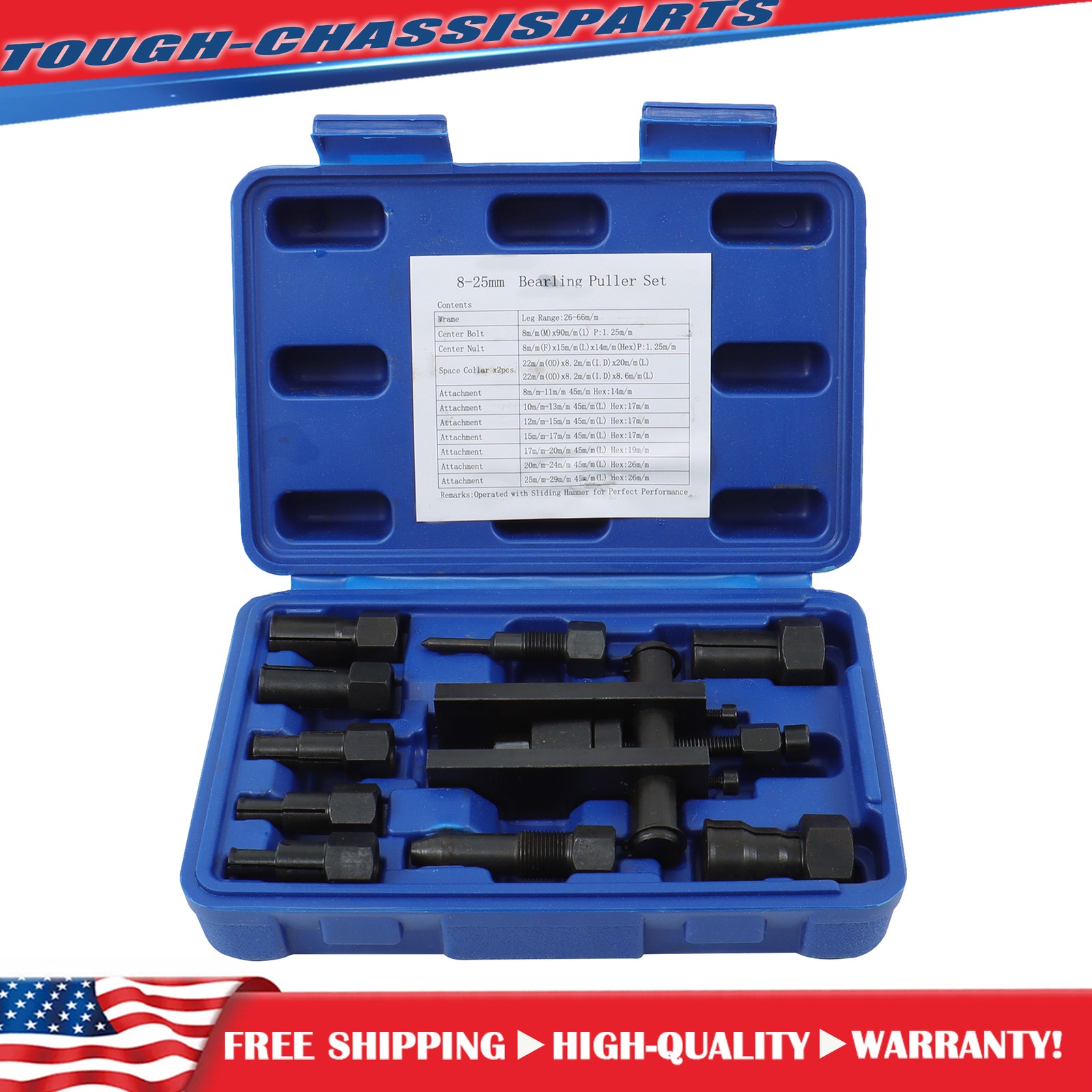 10 Pieces Motorcycle Inner Bearing disassembly Tool Set 8-25MM with Blue Box