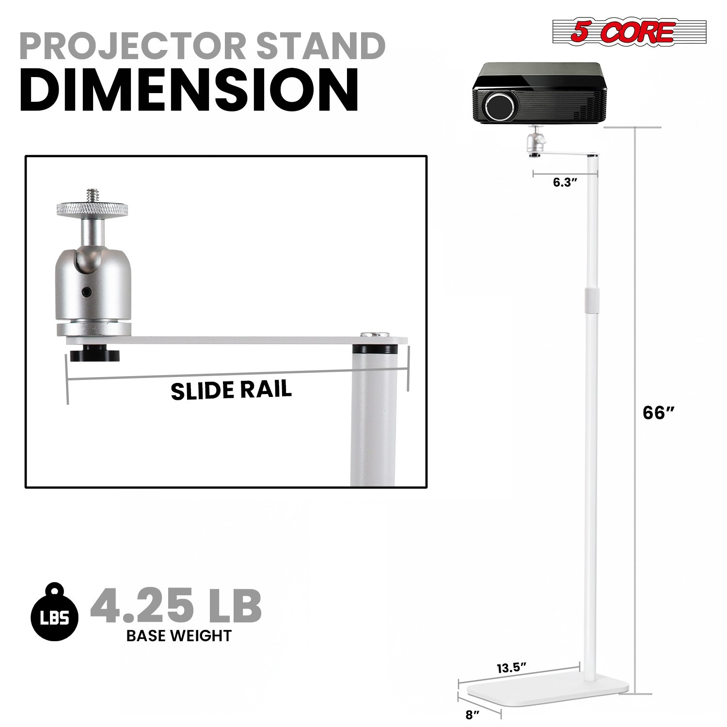 5 Core Projector Stand Floor Adjustable Heavy Base Universal Projectors Support