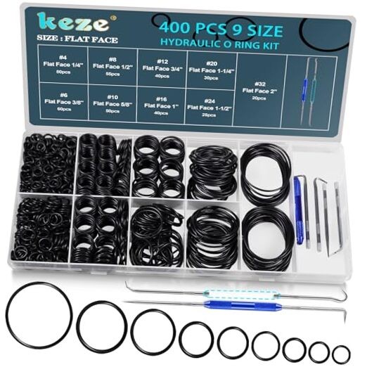 400 Pcs Hydraulic O-Ring Flat Face Fittings 9 Size Buna-N 70A O Rings Seal